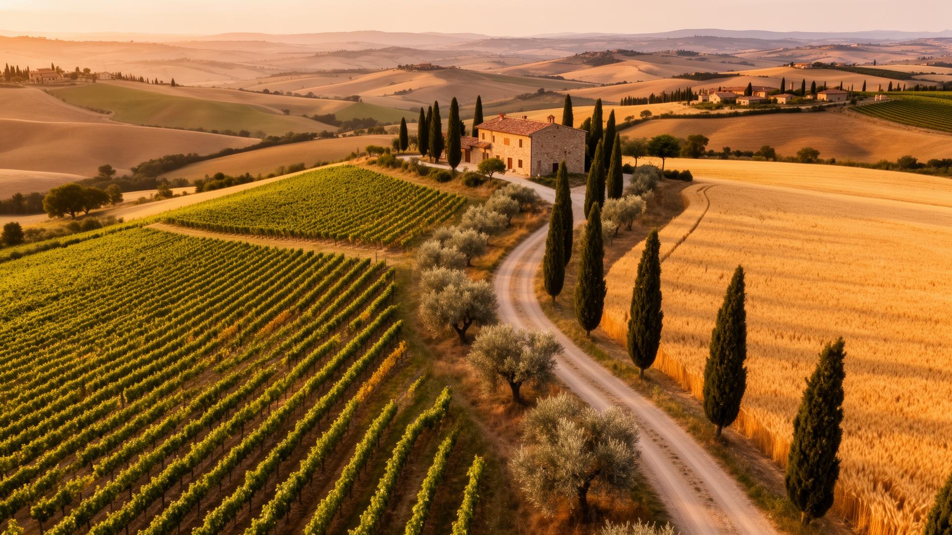 Vista aerea della campagna toscana